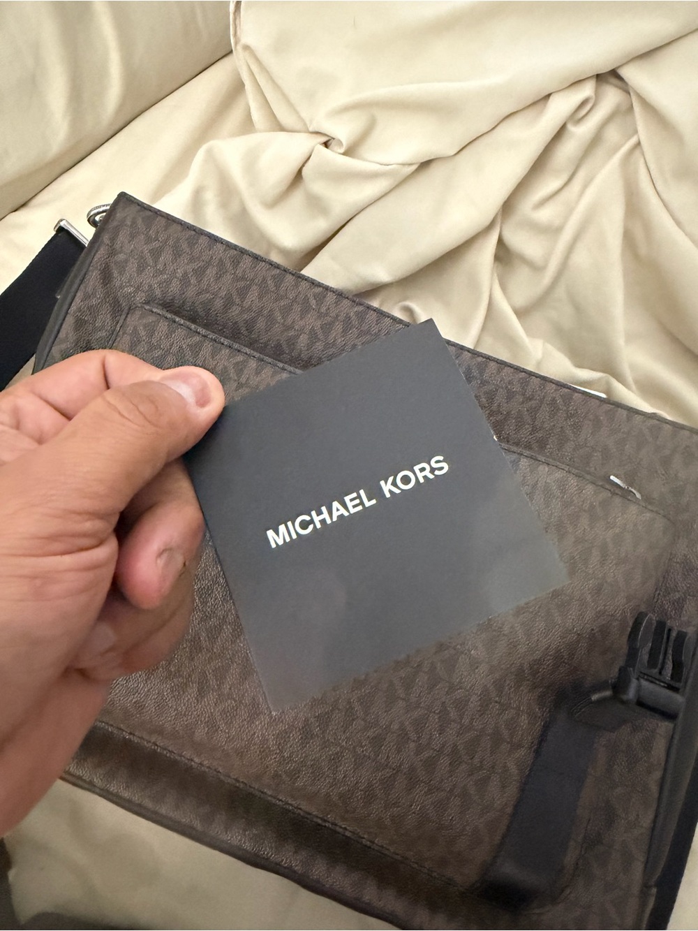 Michael Kors Brown Logo Messenger Bag with Black Trim - Picture 5 of 5